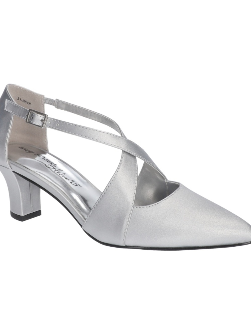 Easy Street Women's Elegance Pump Shoes (Silver Satin Synthetic)
